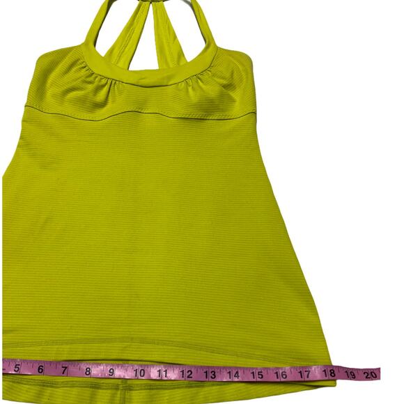 lululemon Scoop Me Up Tank top Tonka Stripe Split Pea Yoga Gym Spin Sz 6 yellow - Picture 11 of 12